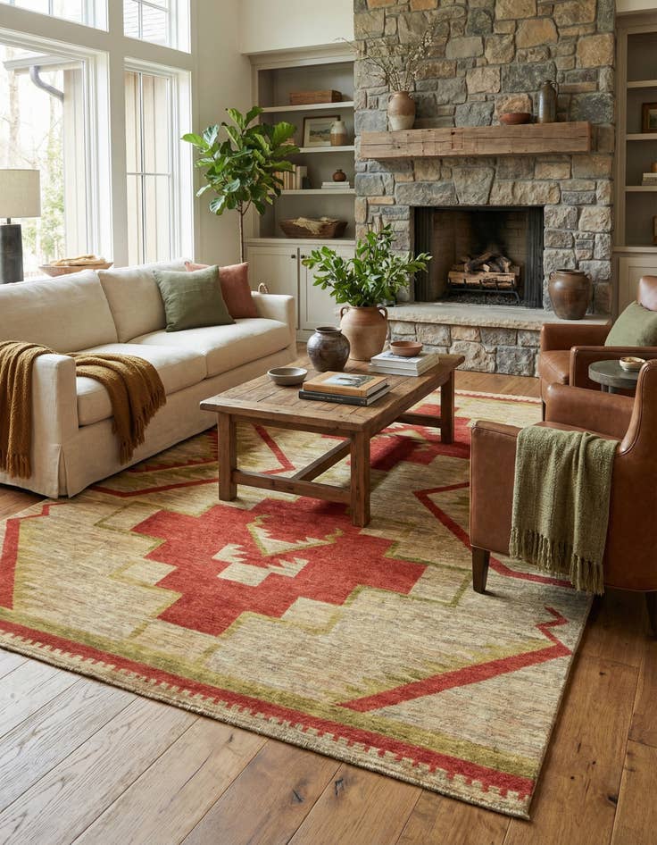 Detail image of 5' 8 x 7' 10  Hand Knotted Modern Ziegler Rug