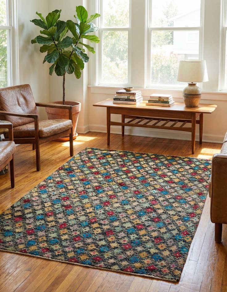 Detail image of  4' x 5' 8  Hand Knotted Balouch Wool Rug