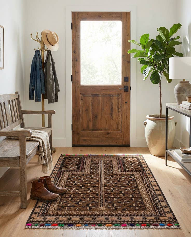 Detail image of 2' 8 x 4' 4 Hand Knotted Balouch Persian Wool Rug