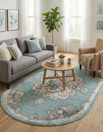Aqua Parker Oval Rug
