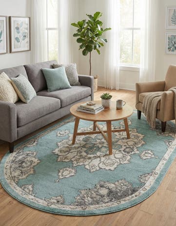 Aqua Parker Oval Rug