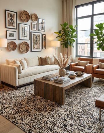 5' 1 x 8' Cowhide Leather Rug