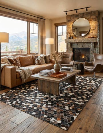 5' x 7' 10 Cowhide Leather Rug