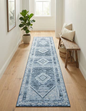 Navy Blue Kamala Washable Runner Rug