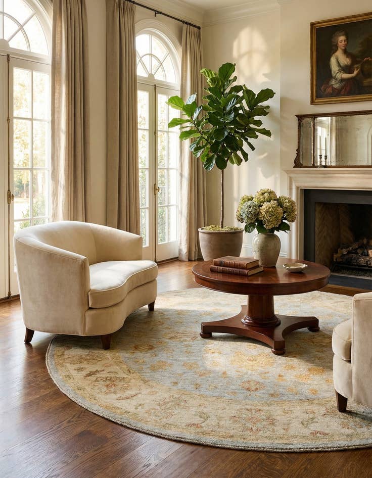 Detail image of 6' 9 x 6' 10 Kaizar Wool Round Rug