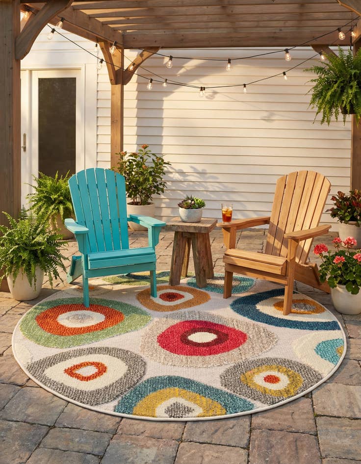 Detail image of 3' x 3'  Washable Casablanca Indoor / Outdoor Round Rug