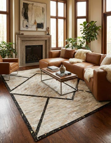 5' x 8' Cowhide Stocks Rug