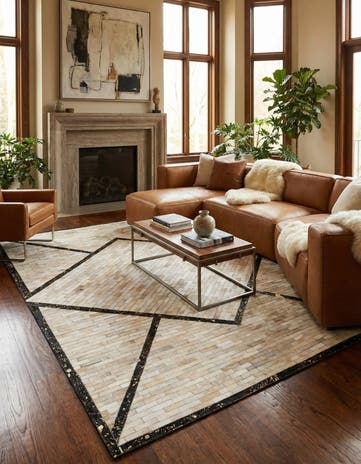 5' x 8' Cowhide Stocks Rug