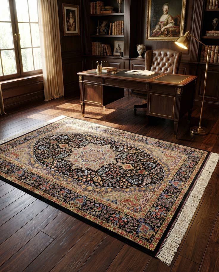 Detail image of 3' 3 x 4' 10 Ghom Silk Rug