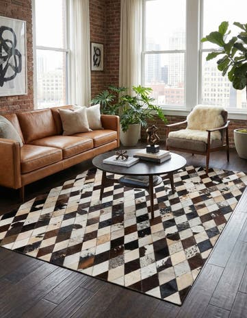 4' 8 x 6' 9 Cowhide Stocks Rug