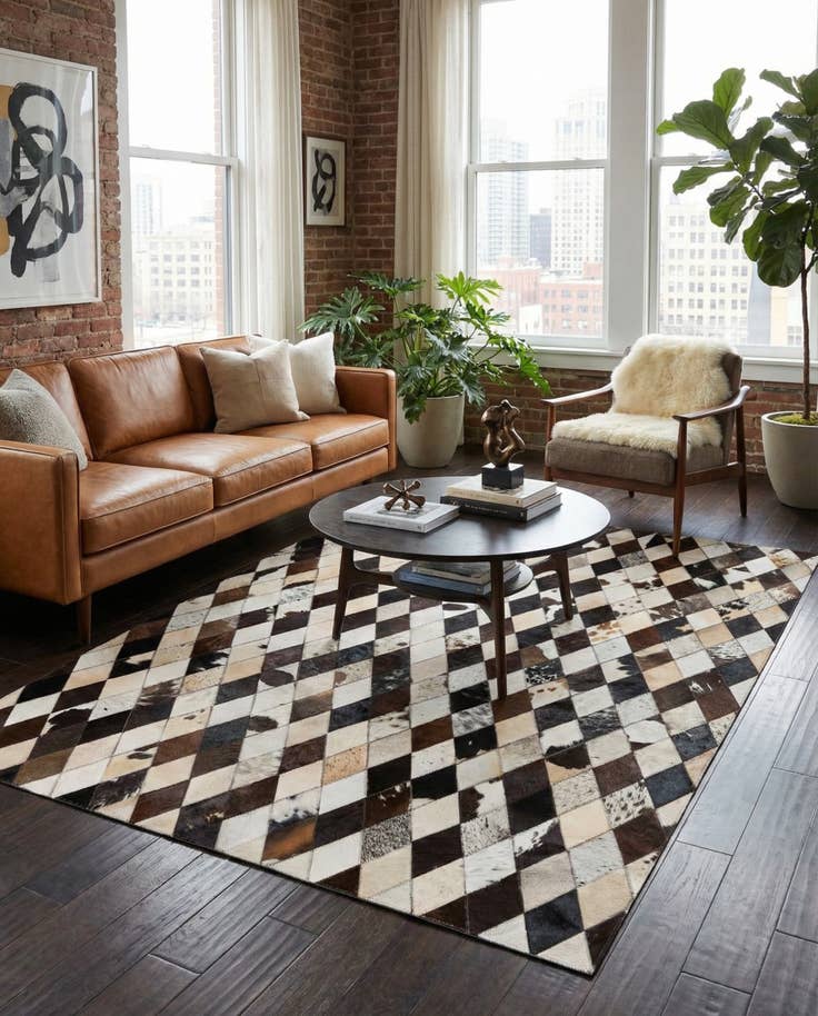Detail image of 4' 8 x 6' 9 Cowhide Stocks Rug