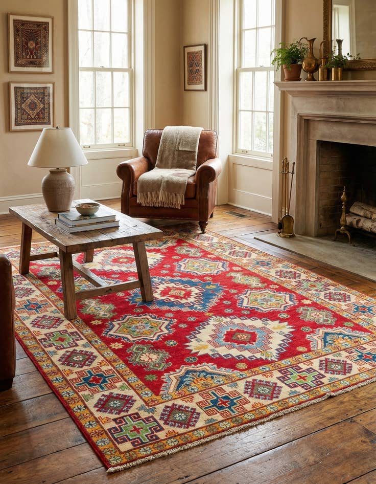 Detail image of 4' 10 x 6' 10  Hand Knotted Kazak Rug