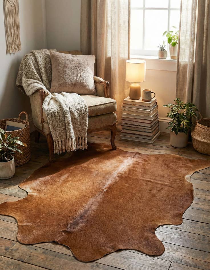 Detail image of 1' 8 x 2' 7 Cowhide Leather Rug