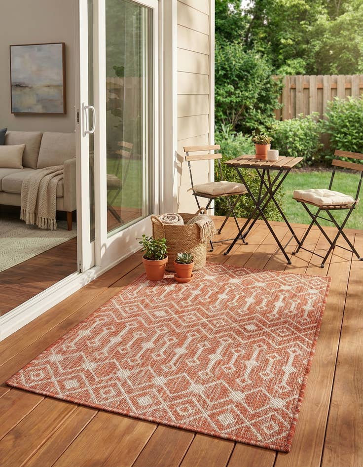 Detail image of  2' x 3' 1  Washable Lattice Indoor / Outdoor Rug