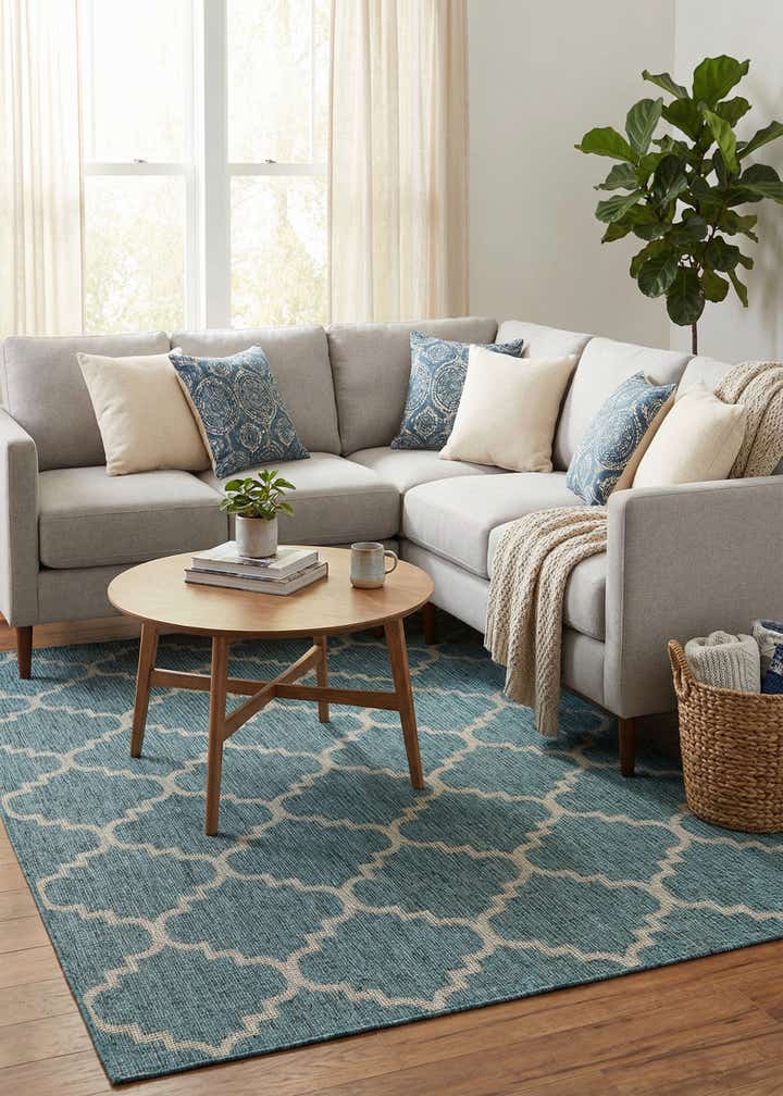 5' 3 x 7' Easy-Clean Trellis Indoor / Outdoor Rug