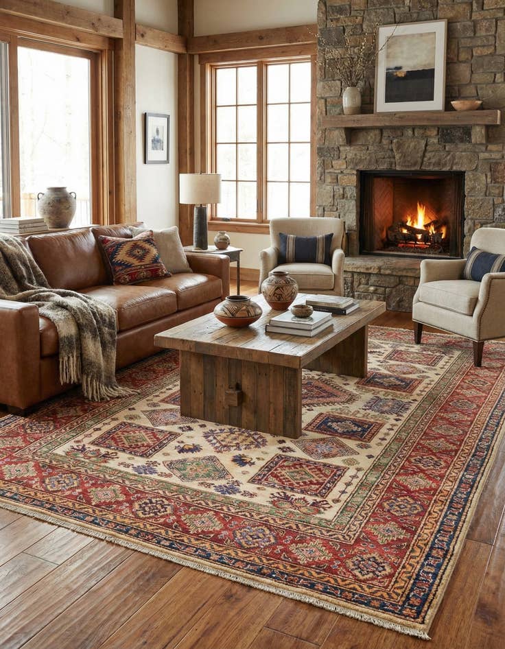 Detail image of 5' 8 x 8' 2  Hand Knotted Kazak Oriental Rug