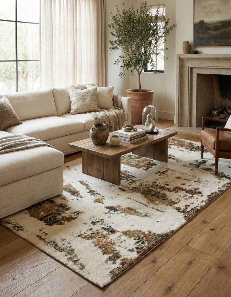 Detail image of 4' 10 x 8' 3  Hand Knotted Ultra Vintage Persian Wool Rug