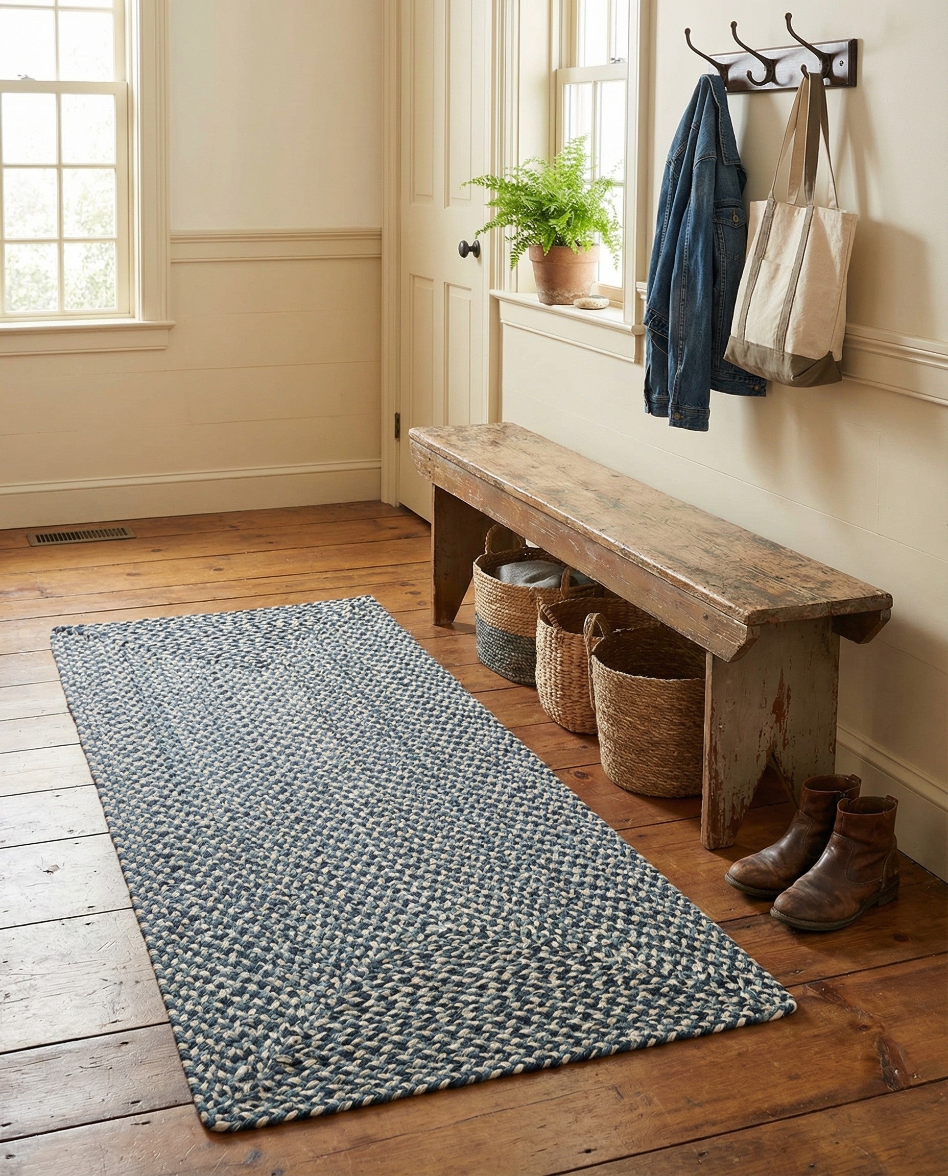2' x 4' 1  Hand Tweed Braided Jute Runner Rug