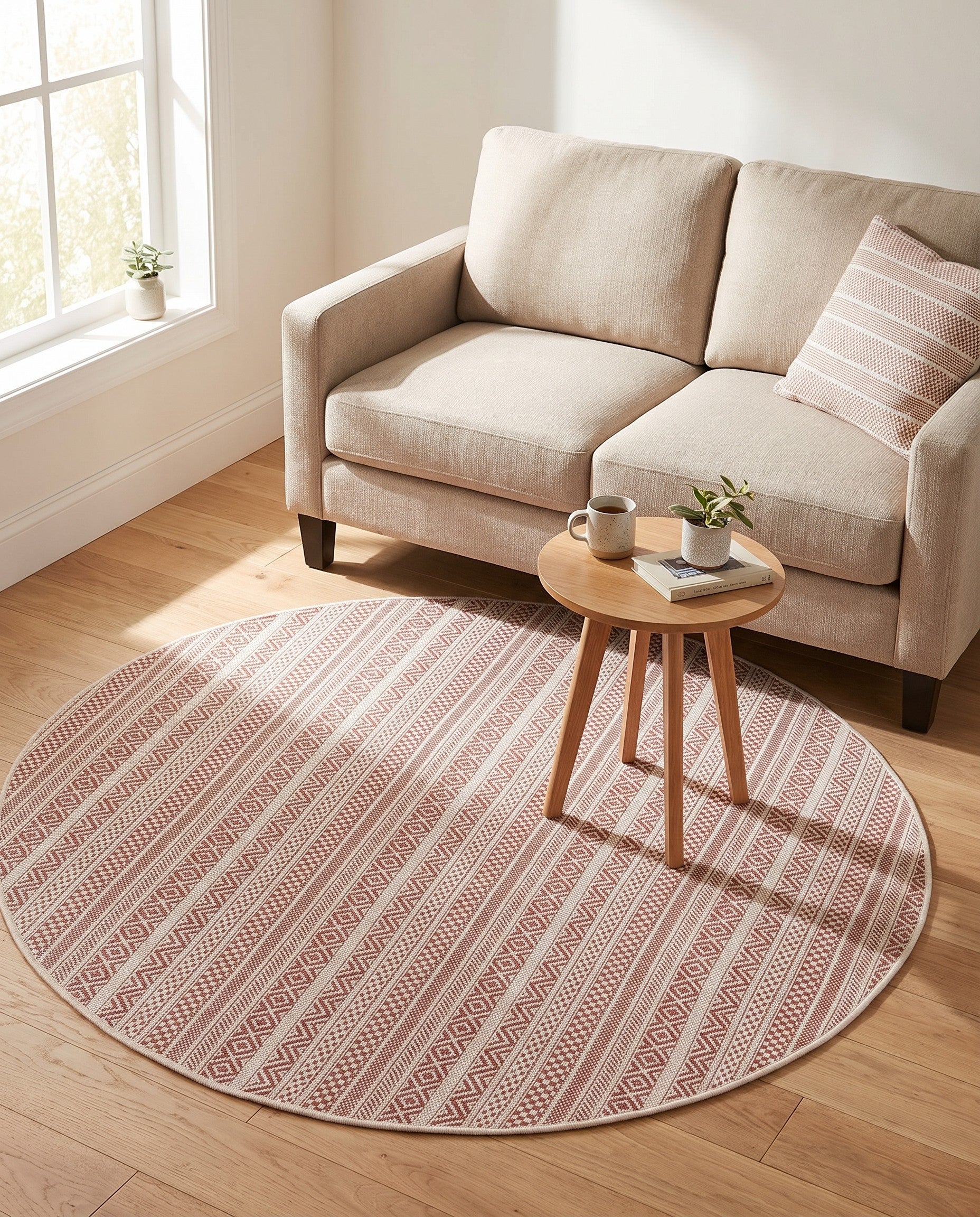 5' 3 x 5' 3 Easy-Clean Ribbon Indoor / Outdoor Round Rug