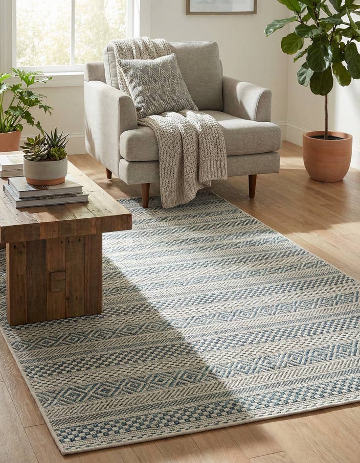 Detail image of 3' x 5' 3  Washable Striped Indoor / Outdoor Rug