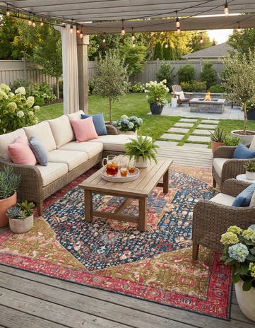 9' x 12' Easy-Clean Traditional Indoor / Outdoor Rug