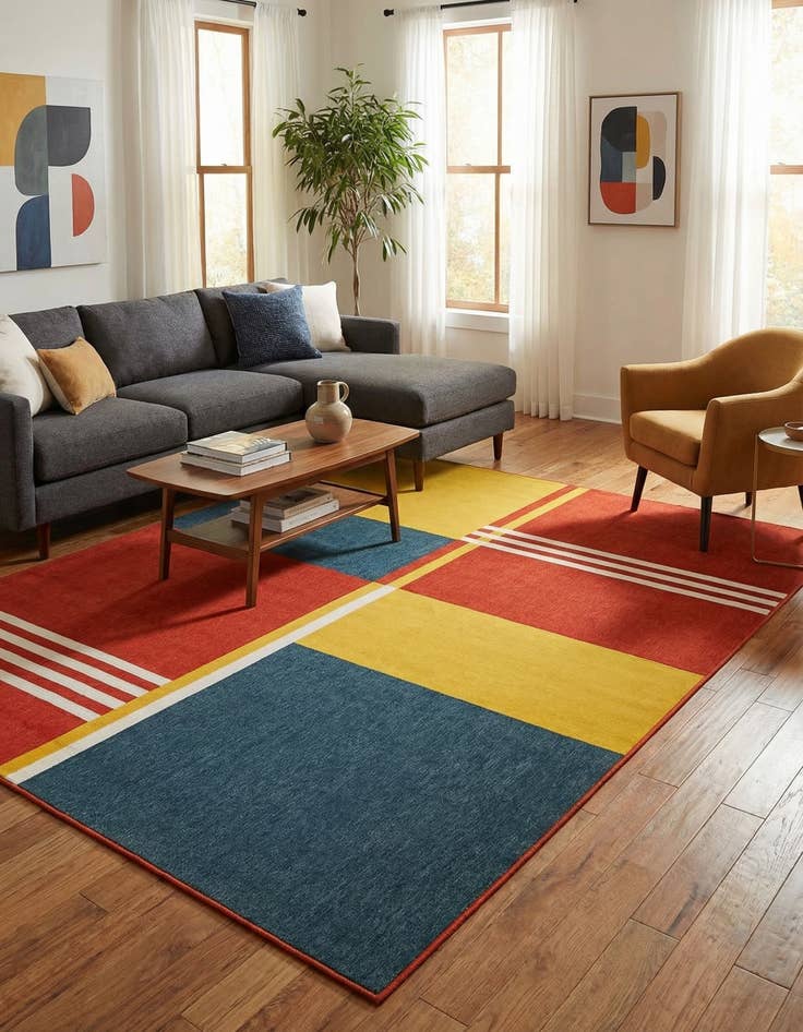 Detail image of 7' 10 x 10' Easy-Clean Modern Indoor / Outdoor Rug