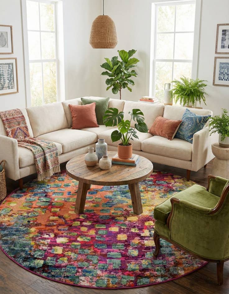 Detail image of 8' x 8'  Washable Barcelona Round Rug