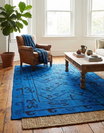 4' 8 x 6' 7 Hand Woven Kilim Suzani Wool Rug