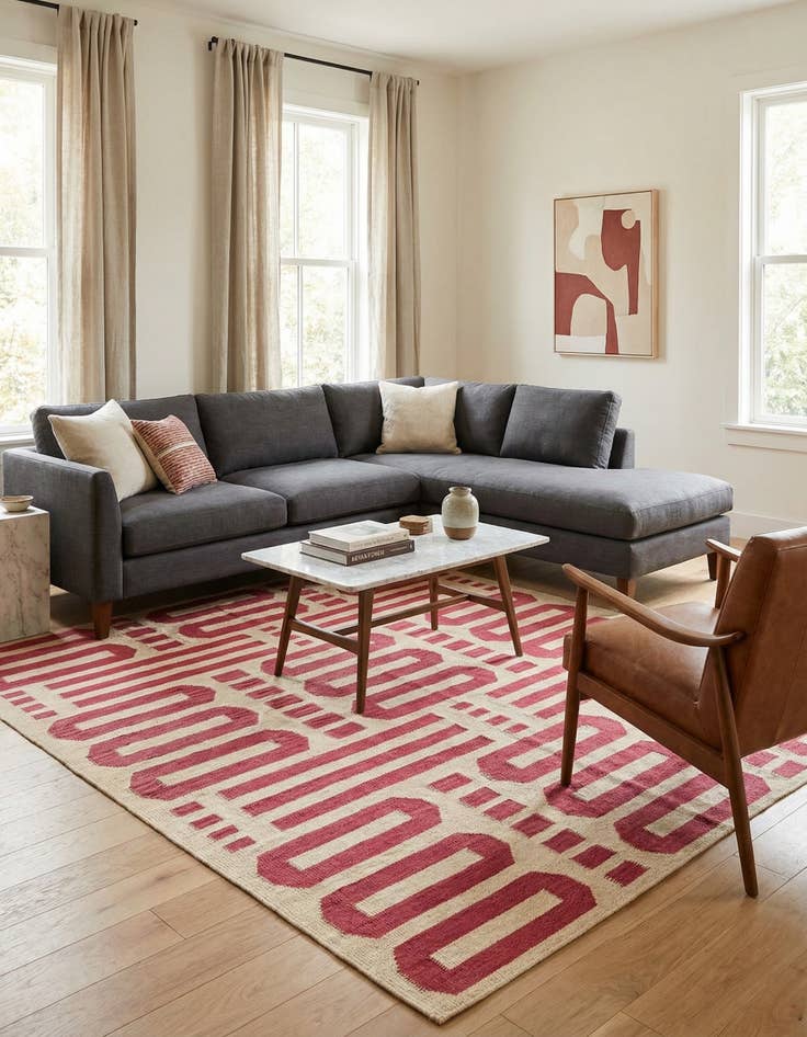 Detail image of 5' 1 x 6' 8  Hand Woven Kilim Modern Wool Rug