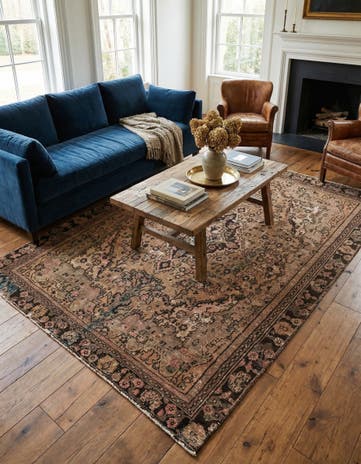 6' 5 x 9' 8 Hand Knotted Ultra Vintage Persian Wool Rug