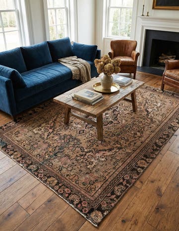 6' 5 x 9' 8 Hand Knotted Ultra Vintage Persian Wool Rug