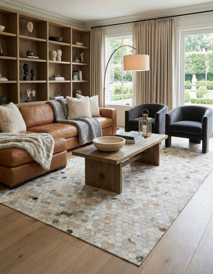 Detail image of 5' x 8' Cowhide Leather Rug