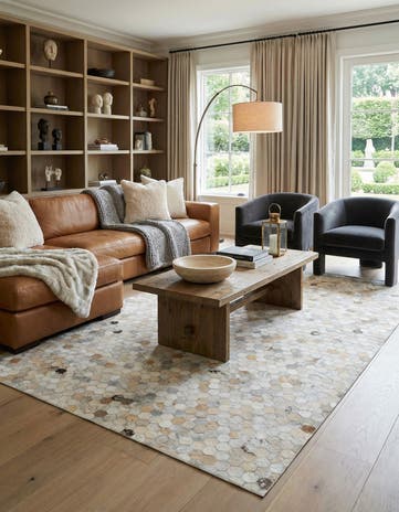 5' x 8' Cowhide Leather Rug