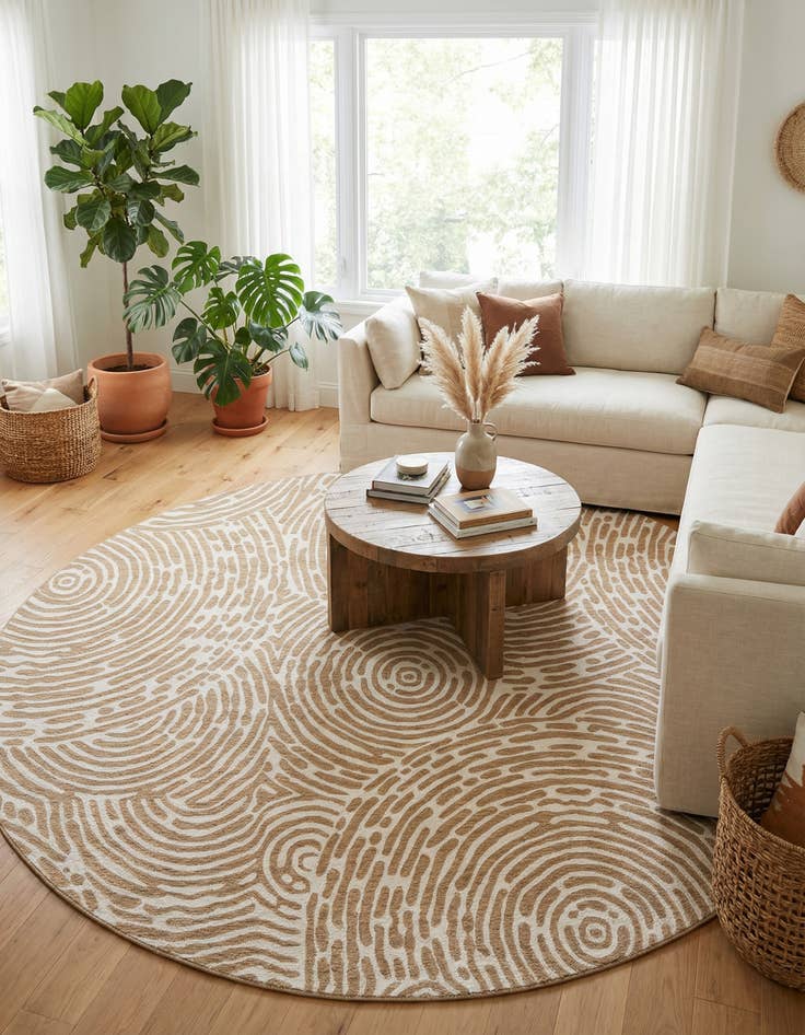 Detail image of  10' x 10'  Washable Modern Indoor / Outdoor Round Rug