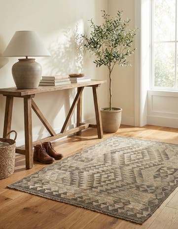3' 7 x 4' 10 Hand Woven Kilim Maymana Wool Rug