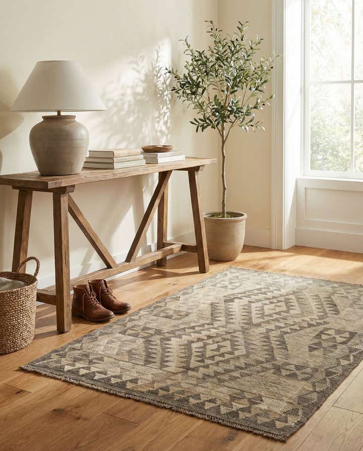 3' 7 x 4' 10 Hand Woven Kilim Maymana Wool Rug