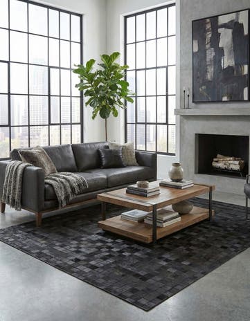 5' 1 x 7' 5 Cowhide Leather Rug