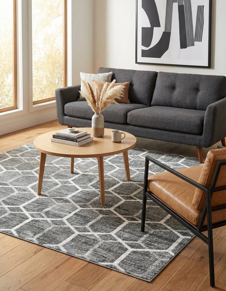 Detail image of  7' x 7' Lattice Trellis Square Rug