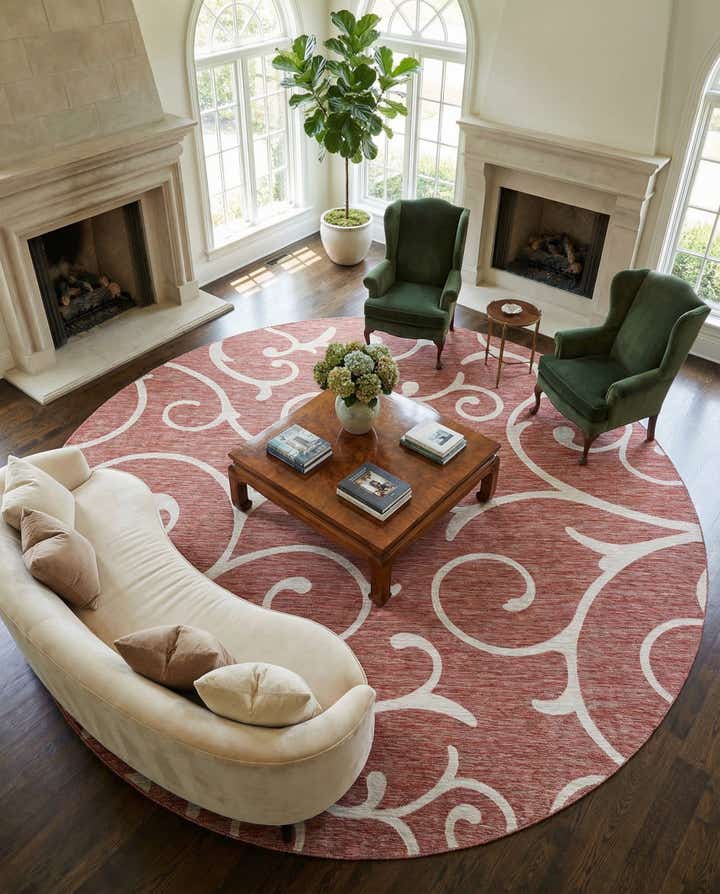 13' x 13' Easy-Clean Botanical Indoor / Outdoor Round Rug