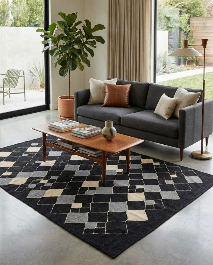 4' 10 x 6' 7 Hand Woven Kilim Modern Wool Rug