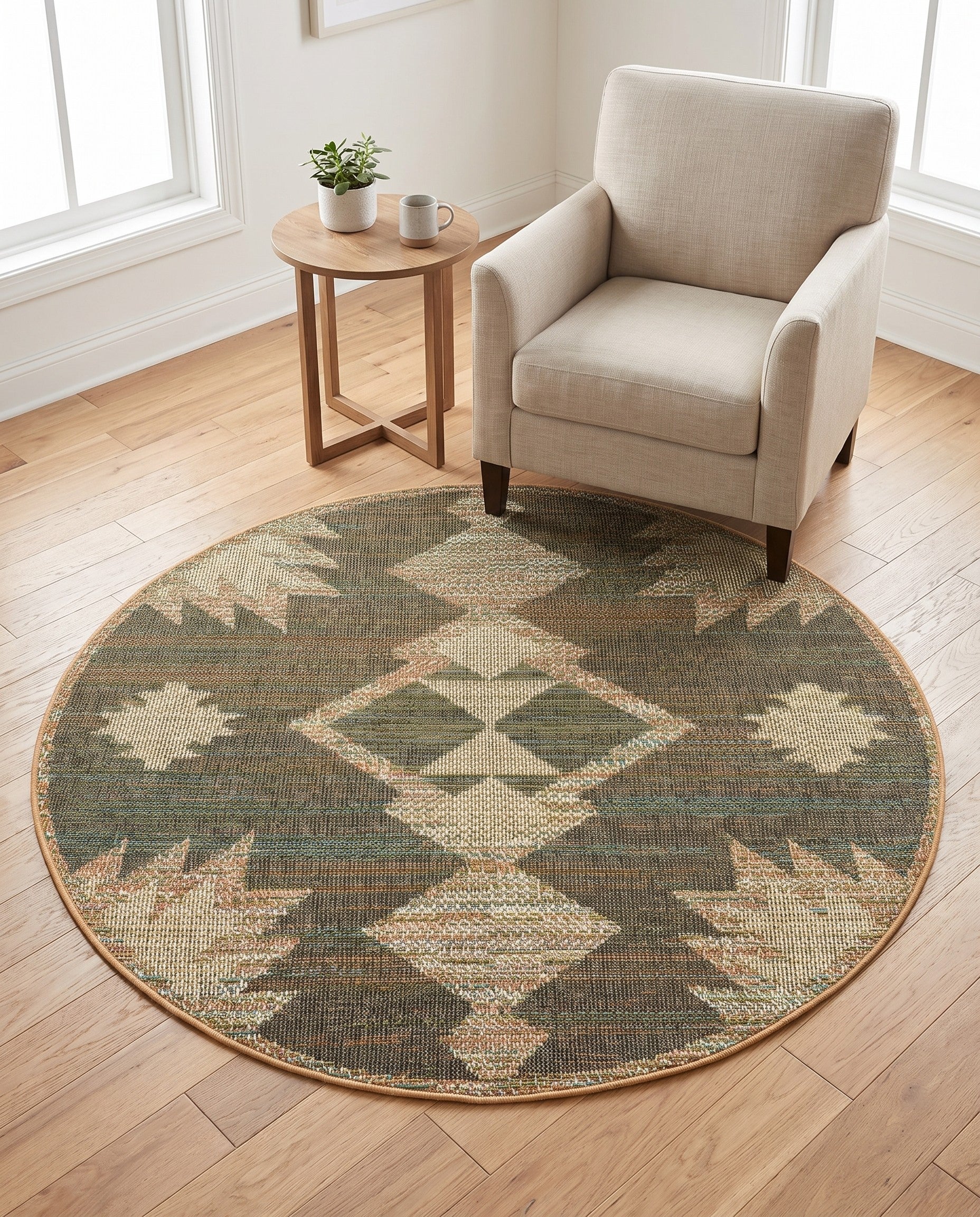 5' 3 x 5' 3 Easy-Clean Baja Indoor / Outdoor Round Rug