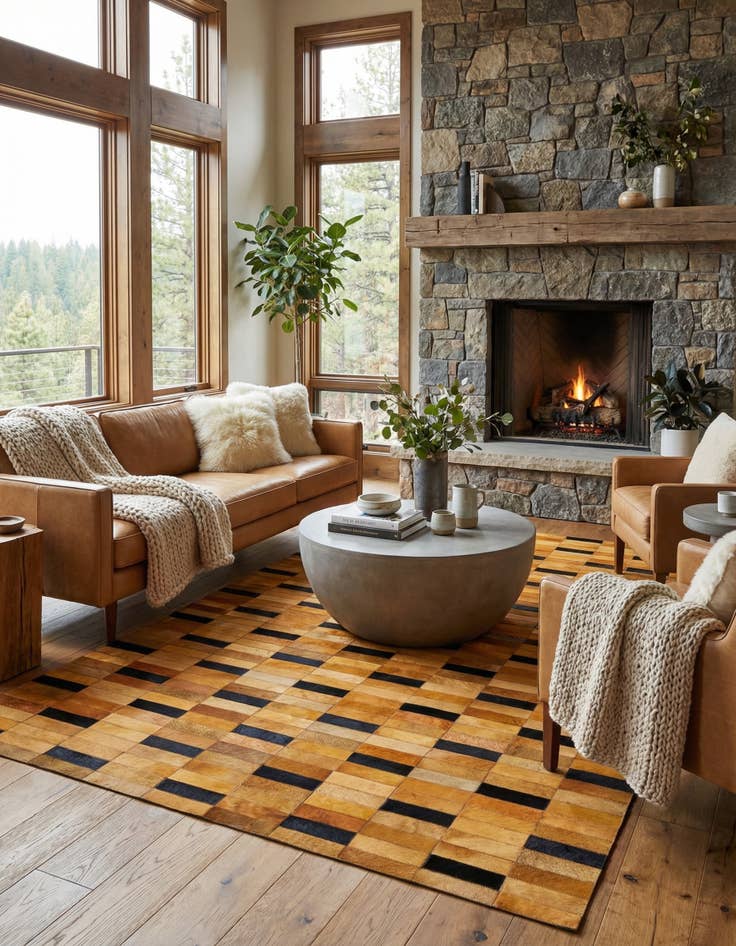 Detail image of 4' 11 x 8' 1 Cowhide - Patchwork Rug