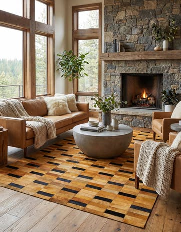 4' 11 x 8' 1 Cowhide - Patchwork Rug