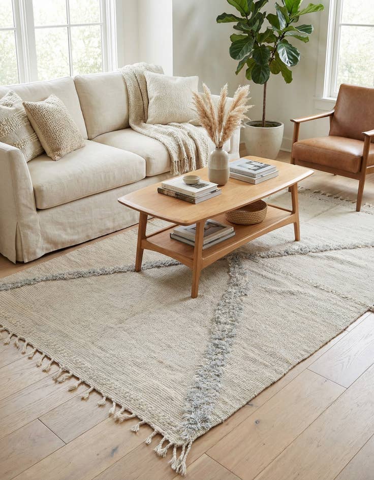 Detail image of 5' 6 x 9' 1  Hand Knotted Moroccan Wool Rug