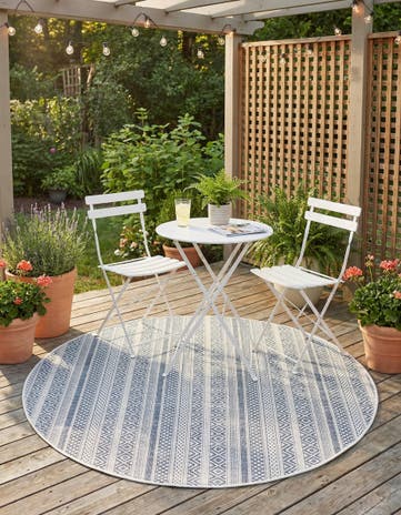 4' x 4' Easy-Clean Ribbon Indoor / Outdoor Round Rug