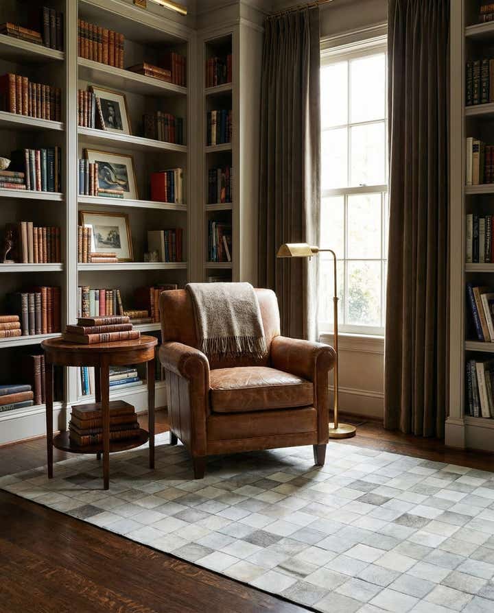 5' x 7' 9 Cowhide Leather Rug