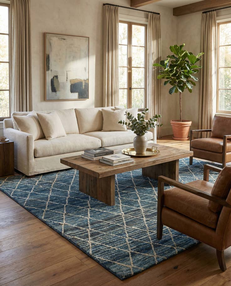 Detail image of 5' 6 x 7' 5 Hand Knotted Moroccan Wool Rug