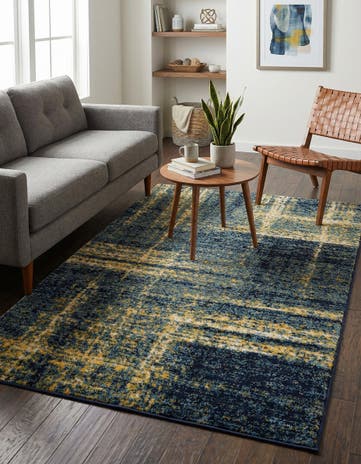 Navy Blue and Yellow Laguna Rug