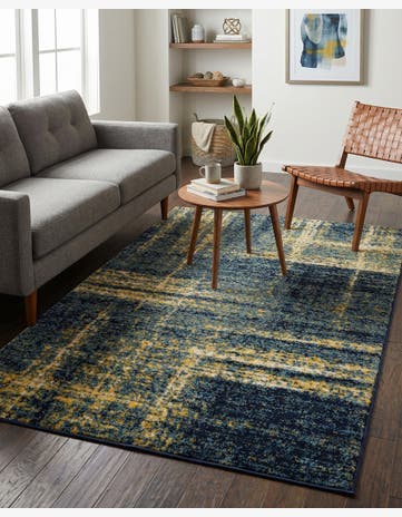 Navy Blue and Yellow Laguna Rug