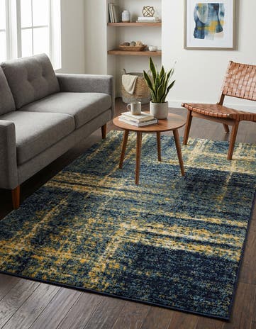 Navy Blue and Yellow Laguna Rug